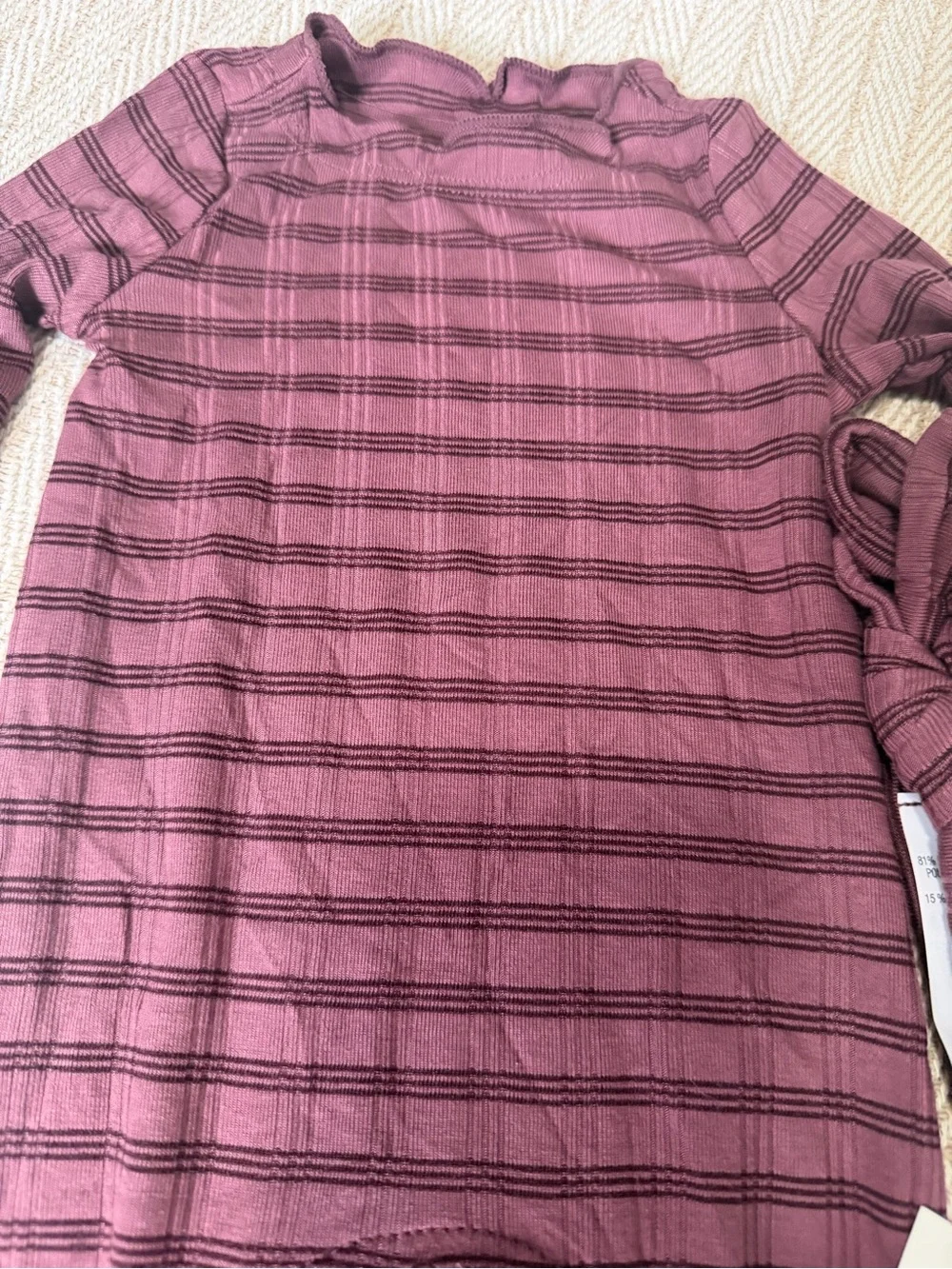 cloud island Plum Striped Ruffle Neck Footed One-Piece with Headband